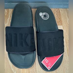 Nike Black Slide Sandals with Embossed Logo